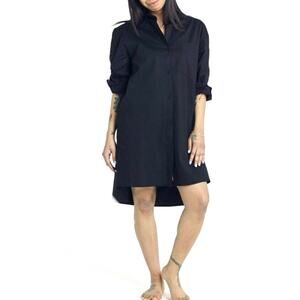 DUBGEE by Whoopi High Low Button Down Tunic Shirt Dress XL Lagenlook Oversized